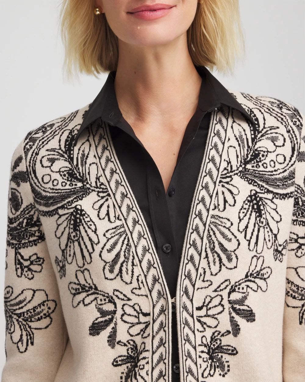 Jacquard Cotton-Blend Cardigan | Chico's